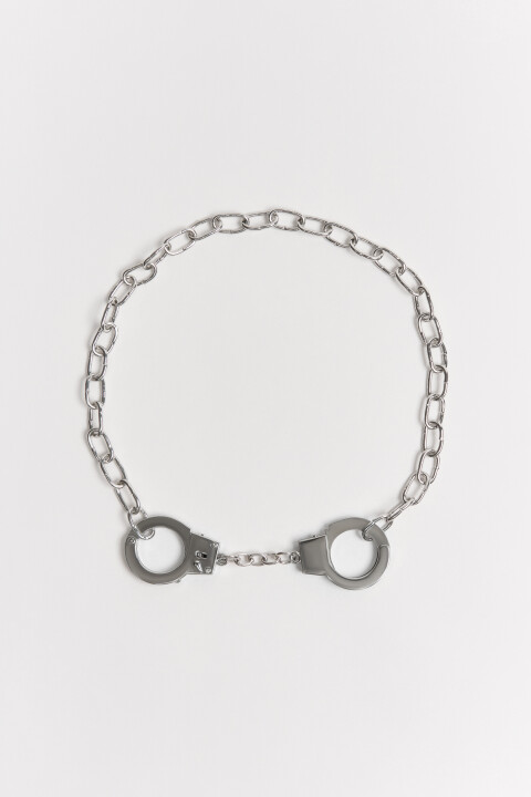 

Колье-чокер с цепочкой и наручниками, Серый, Колье-чокер с цепочкой и наручниками