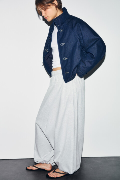 

Брюки широкие из футера со средней посадкой, Серый, Брюки широкие из футера со средней посадкой