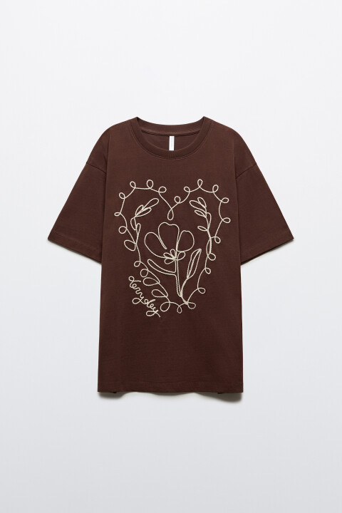 

Футболка оверсайз хлопковая с вышивкой, Серый, Футболка оверсайз хлопковая с вышивкой