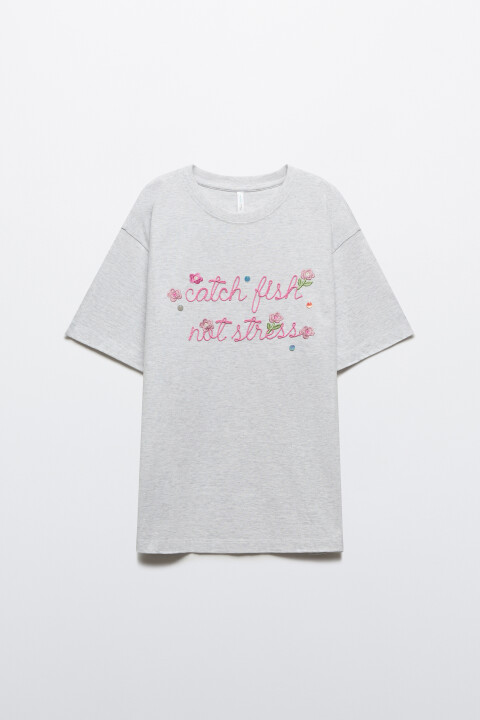 

Футболка хлопковая с рисунком, Серый, Футболка хлопковая с рисунком