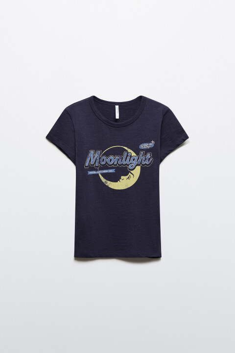 

Футболка-топ облегающая с принтом, Синий, Футболка-топ облегающая с принтом