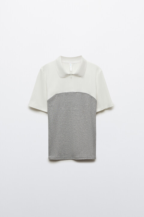 

Футболка-поло на молнии с топом, Серый, Футболка-поло на молнии с топом