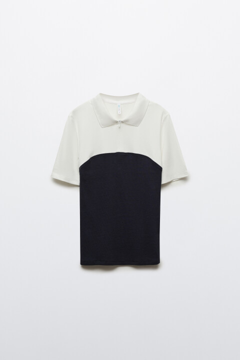 

Футболка-поло на молнии с топом, Синий, Футболка-поло на молнии с топом