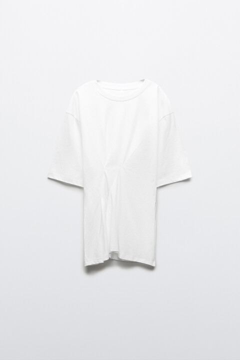 

Футболка хлопковая oversize с защипами, Белый, Футболка хлопковая oversize с защипами