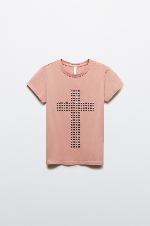 

Футболка-топ хлопковая облегающая с принтом, Белый, Футболка-топ хлопковая облегающая с принтом