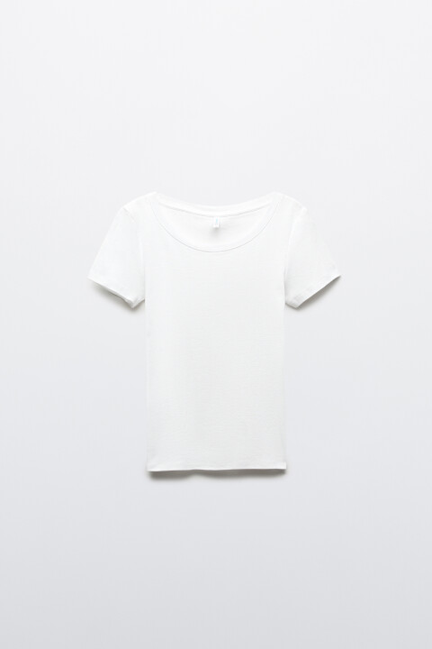 

Футболка облегающая хлопковая базовая, Белый, Футболка облегающая хлопковая базовая