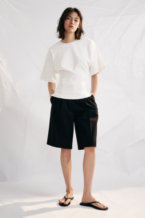 

Футболка-топ хлопковая приталенная, Белый, Футболка-топ хлопковая приталенная