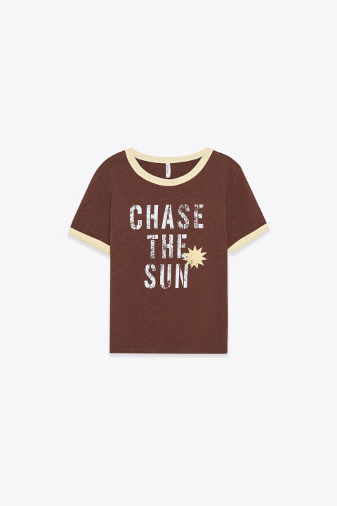 

Футболка-топ облегающая с состаренным принтом, Розовый, Футболка-топ облегающая с состаренным принтом