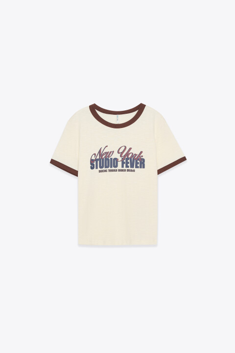 

Футболка облегающая хлопковая с принтом и кантом, Фиолетовый, Футболка облегающая хлопковая с принтом и кантом