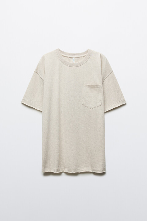 

Футболка хлопковая с нагрудным карманом, Бежевый, Футболка хлопковая с нагрудным карманом