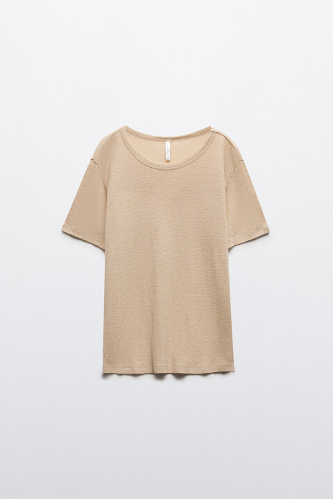 

Футболка базовая прямая изо льна с вискозой, Коричневый, Футболка базовая прямая изо льна с вискозой