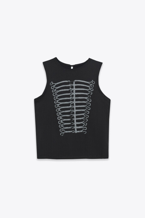 

Майка-топ свободная хлопковая с принтом, Черный, Майка-топ свободная хлопковая с принтом