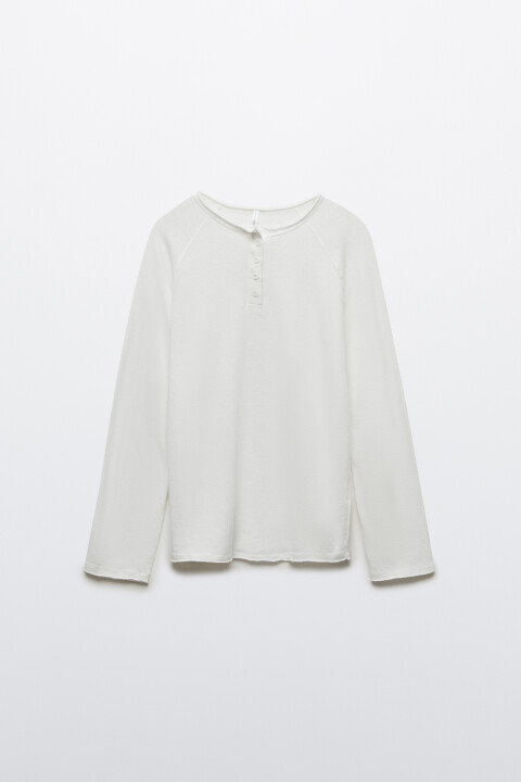 

Лонгслив хенли с необработанными краями, Молочный, Лонгслив хенли с необработанными краями