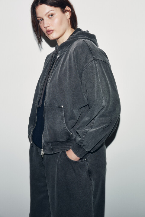 

Худи-зипка оверсайз из футера с заклепками, Серый, Худи-зипка оверсайз из футера с заклепками