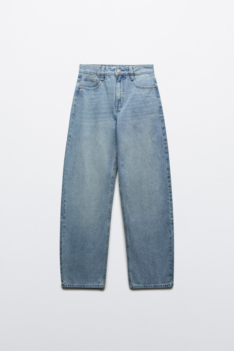 

Джинсы barrel fit с высокой посадкой, Голубой, Джинсы barrel fit с высокой посадкой