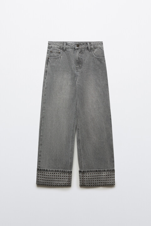 

Джинсы straight fit со средней посадкой с подворотами, Серый, Джинсы straight fit со средней посадкой с подворотами