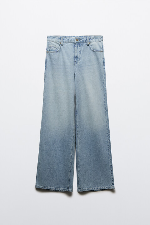 

Джинсы wide leg со средней посадкой, Голубой, Джинсы wide leg со средней посадкой