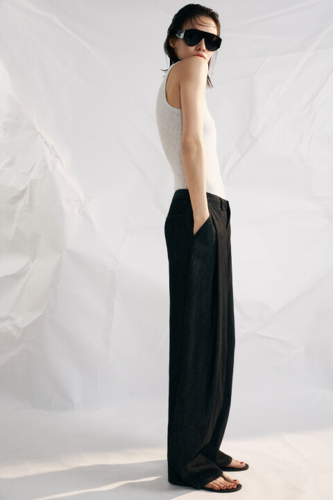 

Джинсы-баллоны со средней посадкой и складками, Черный, Джинсы-баллоны со средней посадкой и складками