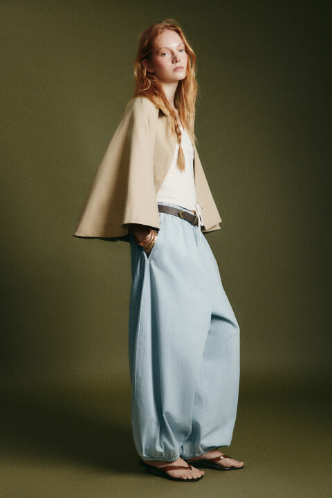 

Джинсы-аладдины со средней посадкой на резинке, Голубой, Джинсы-аладдины со средней посадкой на резинке