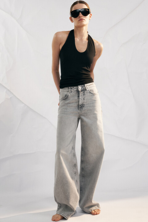 

Джинсы широкие со средней посадкой, Серый, Джинсы широкие со средней посадкой