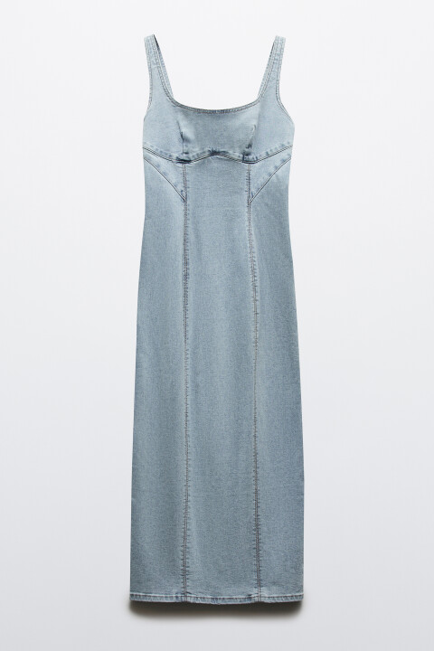 

Платье джинсовое облегающее с декоративными швами, Голубой, Платье джинсовое облегающее с декоративными швами