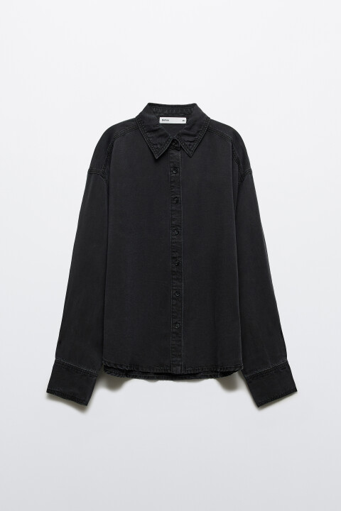 

Рубашка-овершот прямая джинсовая из лиоцелла, Серый, Рубашка-овершот прямая джинсовая из лиоцелла