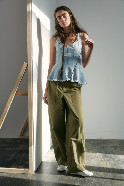 

Блузка-топ джинсовая, Голубой, Блузка-топ джинсовая