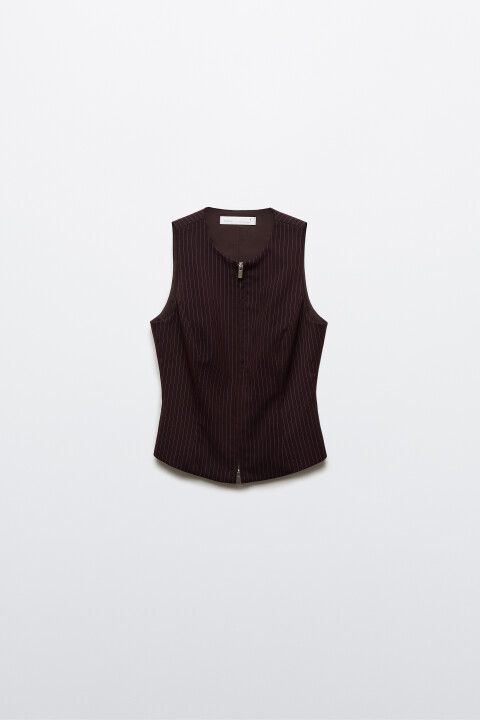 

Жилет костюмный в полоску, Бордовый, Жилет костюмный в полоску