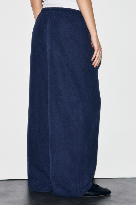 

Брюки wide leg на завязках, Синий, Брюки wide leg на завязках