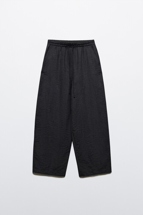 

Брюки wide leg на завязках, Черный, Брюки wide leg на завязках