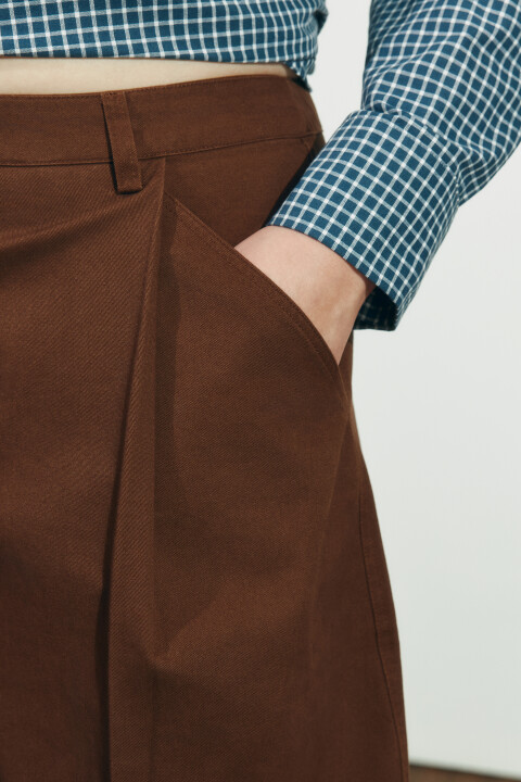 

Брюки-баллон хлопковые со средней посадкой больших размеров, Коричневый, Брюки-баллон хлопковые со средней посадкой больших размеров