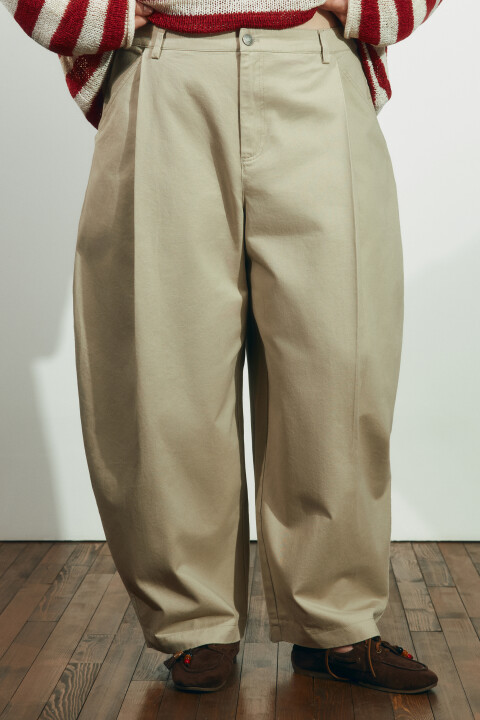 

Брюки barrel fit хлопковые со средней посадкой, Молочный, Брюки barrel fit хлопковые со средней посадкой