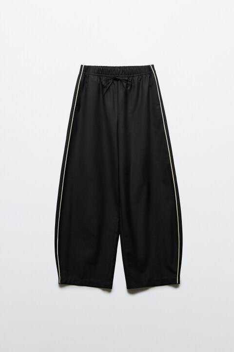 

Брюки barrel fit на завязках с лампасами, Черный, Брюки barrel fit на завязках с лампасами