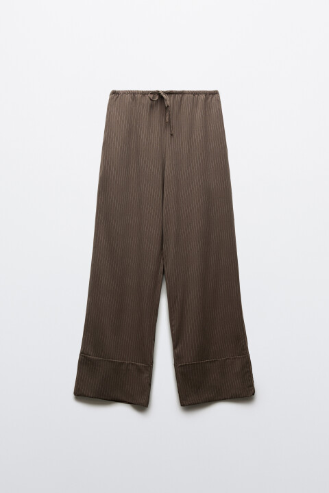 

Брюки широкие с подворотами на завязках, Коричневый, Брюки широкие с подворотами на завязках