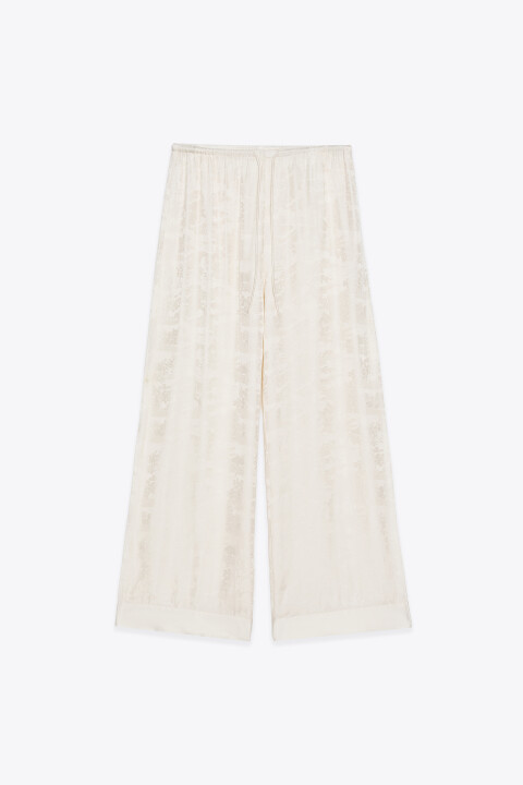 

Брюки широкие на завязках с узором, Молочный, Брюки широкие на завязках с узором