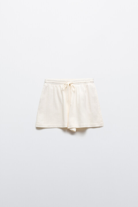 

Шорты вискозные со льном на завязках, Ванильный, Шорты вискозные со льном на завязках