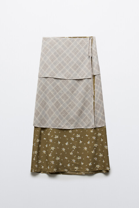 

Юбка миди с цветочным принтом и фартуком на запах, Зеленый, Юбка миди с цветочным принтом и фартуком на запах