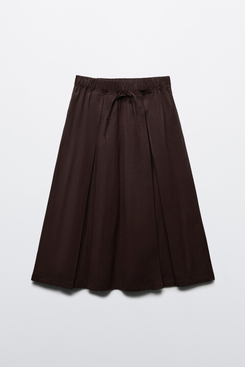 

Юбка в складку миди на завязках, Коричневый, Юбка в складку миди на завязках