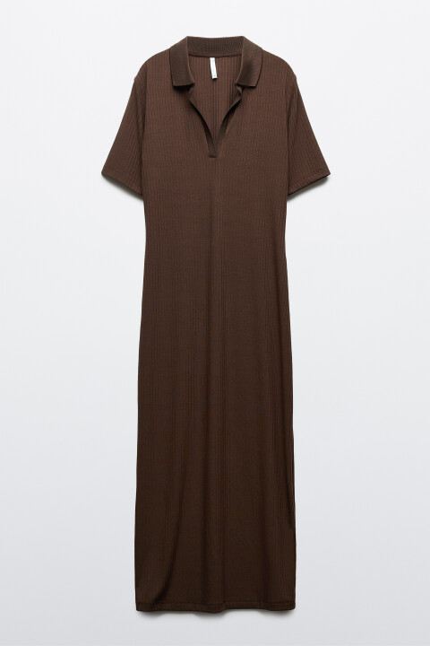 

Платье-поло макси в рубчик, Красный, Платье-поло макси в рубчик