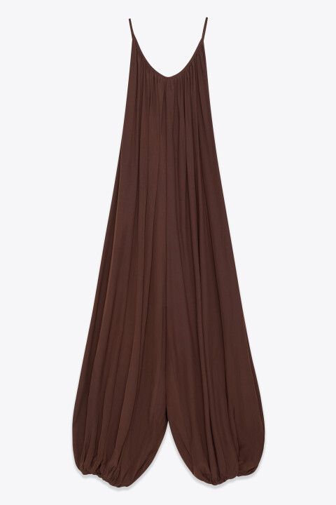 

Комбинезон на тонких бретелях с брюками-баллонами, Коричневый, Комбинезон на тонких бретелях с брюками-баллонами