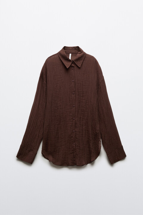 

Рубашка оверсайз из фактурного лиоцелла, Белый, Рубашка оверсайз из фактурного лиоцелла