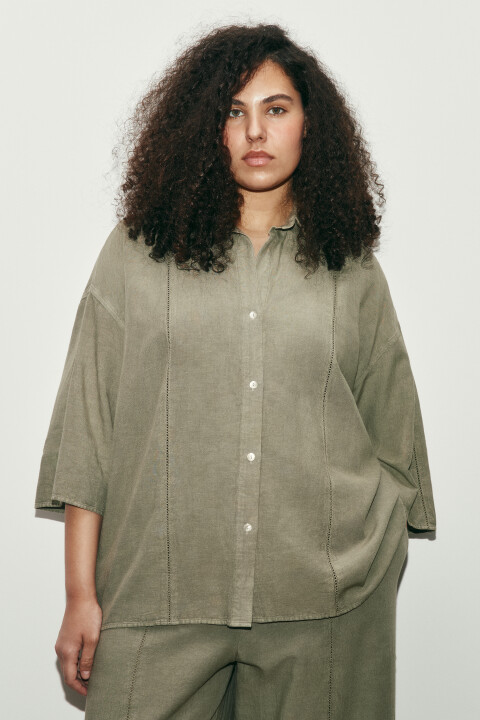 

Рубашка оверсайз с коротким рукавом, Зеленый, Рубашка оверсайз с коротким рукавом