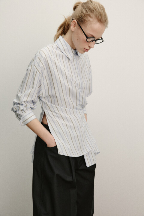 

Рубашка-трансформер в полоску, Голубой, Рубашка-трансформер в полоску