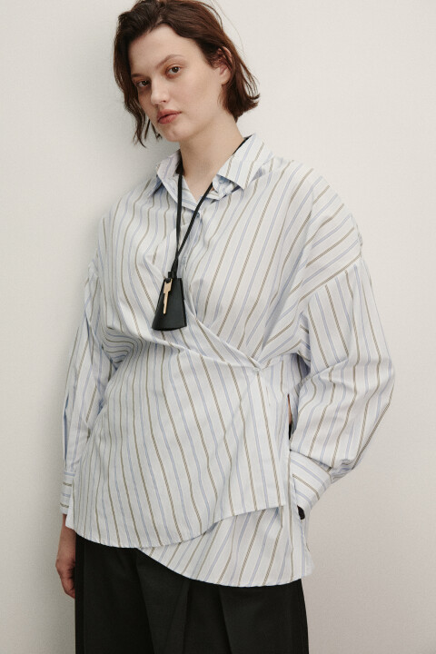 

Рубашка-трансформер в полоску, Голубой, Рубашка-трансформер в полоску