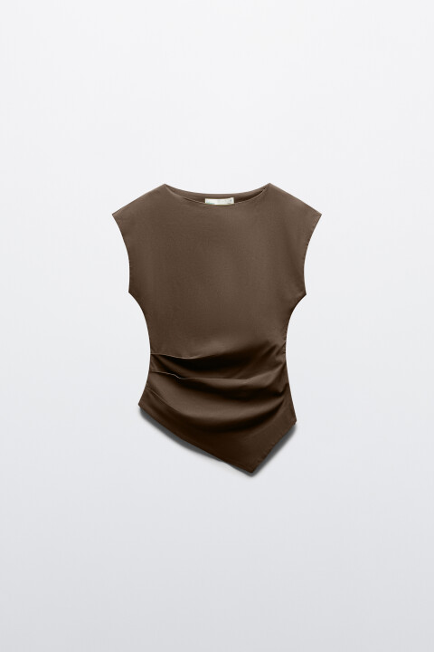 

Блузка-топ полуприлегающая с асимметричным низом, Зеленый, Блузка-топ полуприлегающая с асимметричным низом