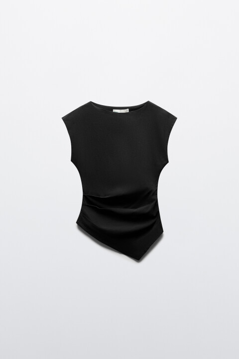 

Блузка-топ полуприлегающая с асимметричным низом, Черный, Блузка-топ полуприлегающая с асимметричным низом