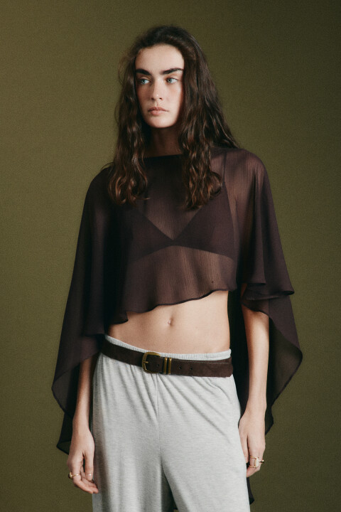 

Кейп шифоновый полупрозрачный, Коричневый, Кейп шифоновый полупрозрачный