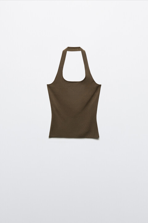 

Топ-халтер вязаный вискозный в рубчик, Зеленый, Топ-халтер вязаный вискозный в рубчик