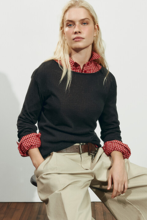 

Джемпер вязаный со льном и лиоцеллом, Серый, Джемпер вязаный со льном и лиоцеллом