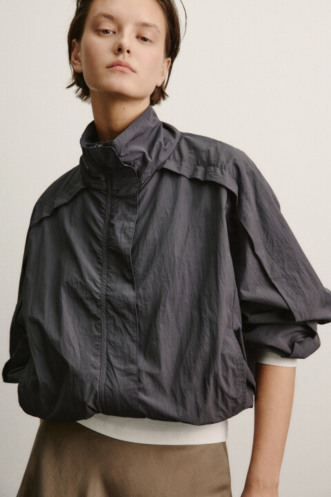 

Куртка-ветровка с воротником-стойкой, Серый, Куртка-ветровка с воротником-стойкой